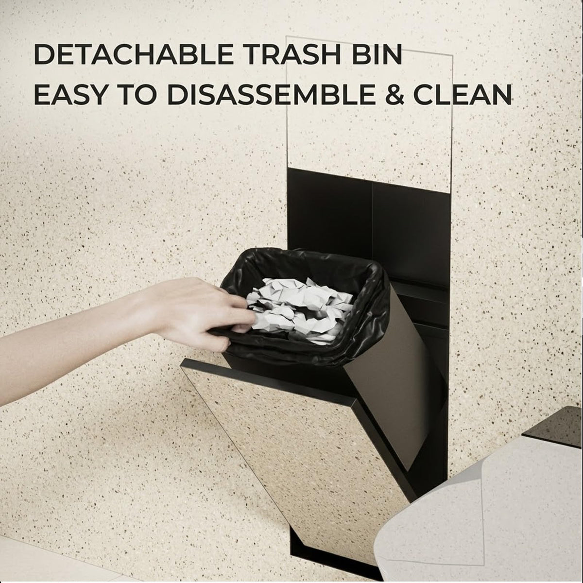 Wall-Mounted Bathroom Cabinet with Trash Can & Paper Holder