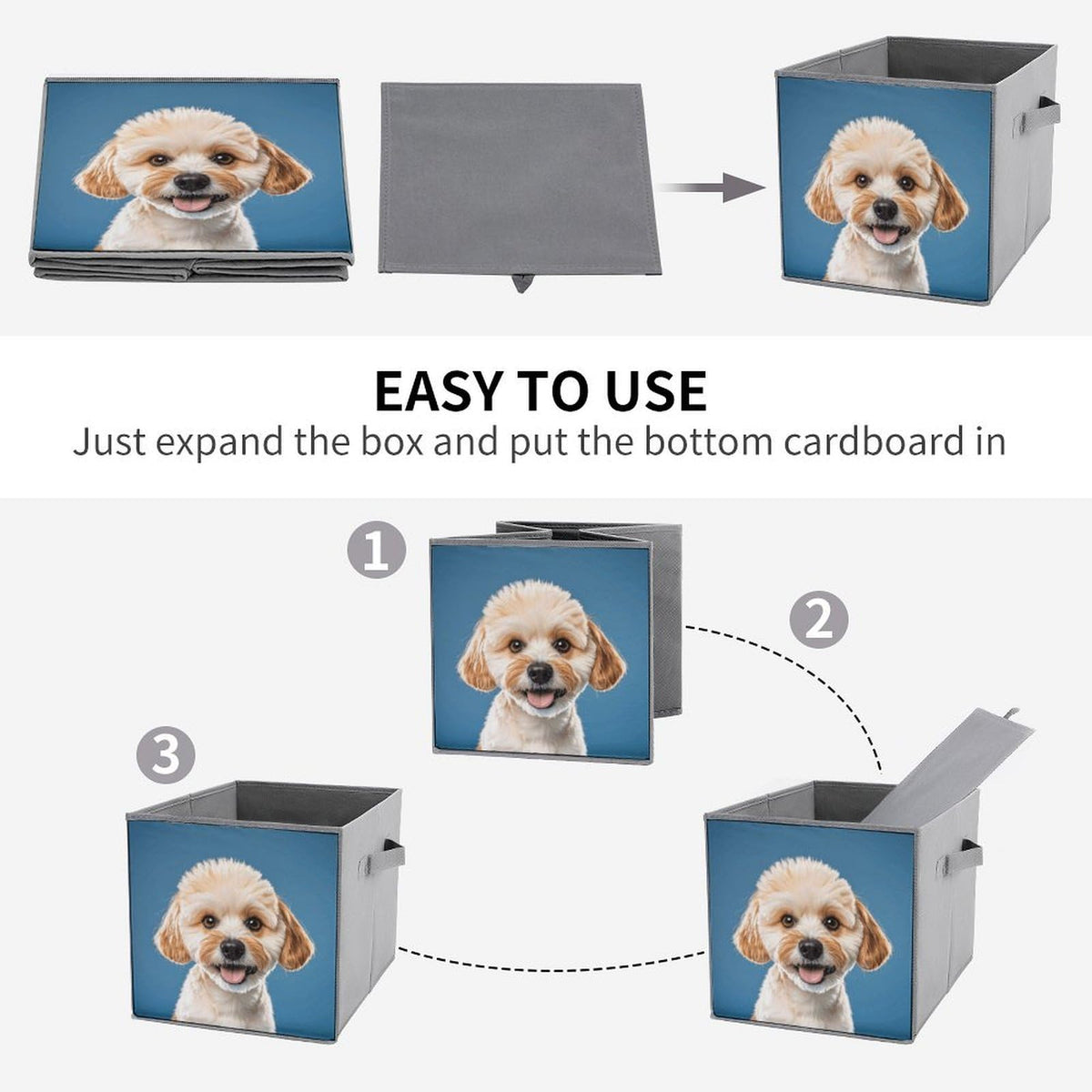 QWNMD Dog Paw Foldable Cube Storage Bins, 6-Pack