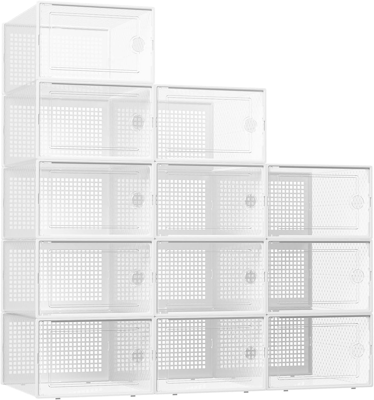 Kuject X-Large Shoe Storage Boxes, Clear Stackable Shoe Organizer,12 Pack