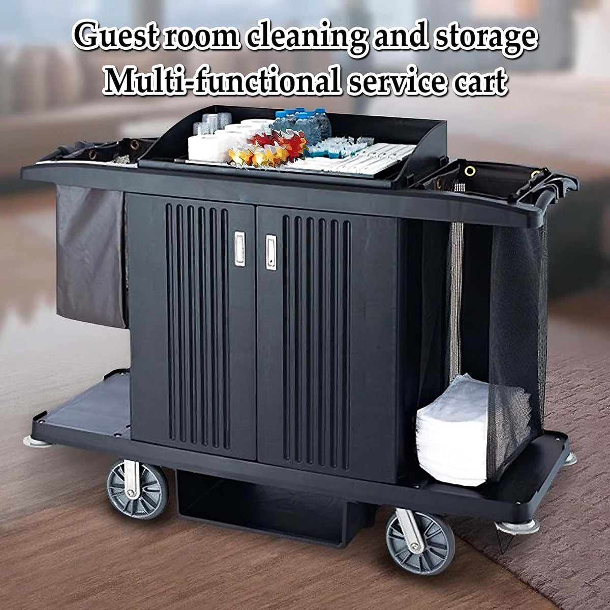 Large Heavy-Duty Rolling Laundry Cart with 8-Inch Wheels