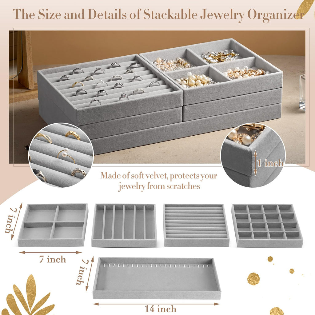 Cinnvoice Stackable Jewelry Organizer Tray for Drawers
