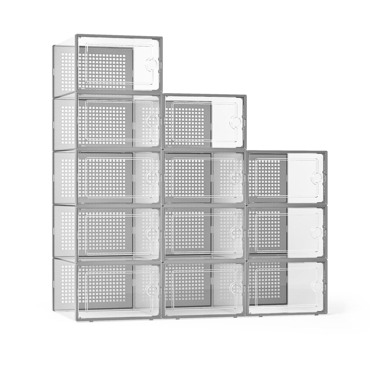 Kuject X-Large Shoe Storage Boxes, Clear Stackable Shoe Organizer,12 Pack