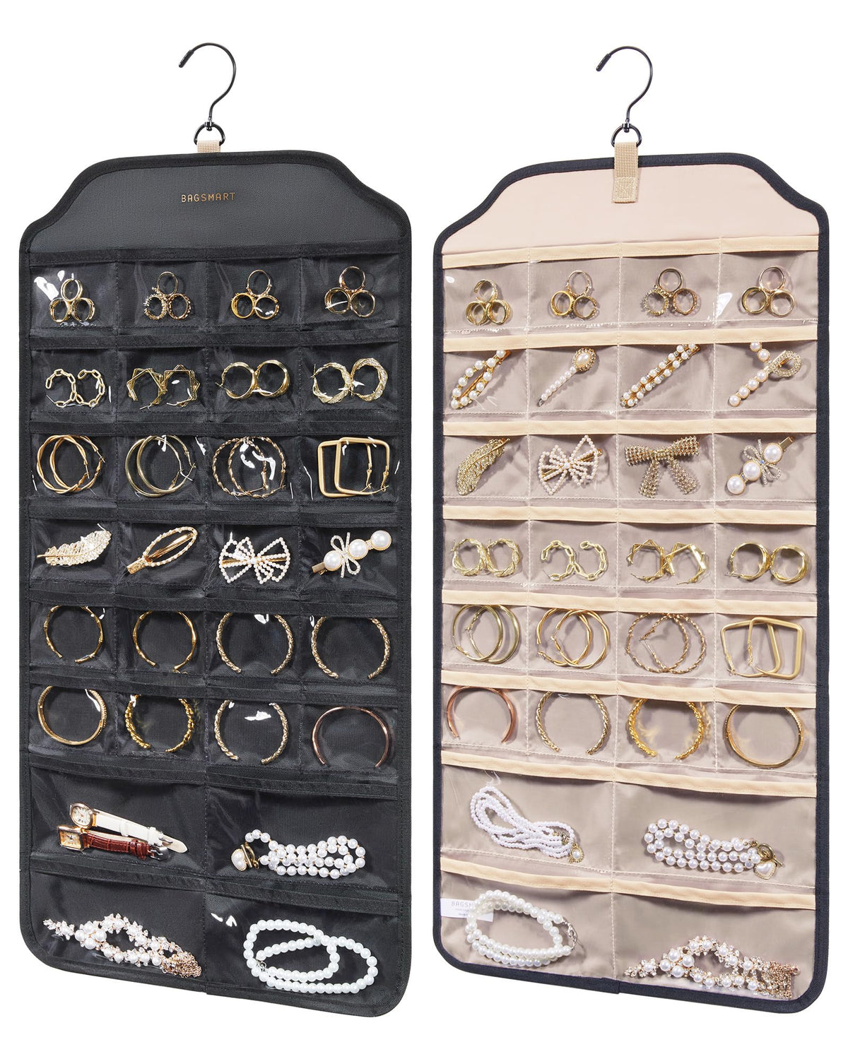 BAGSMART Closet Hanging Jewelry Organizer, Home Kitchen jewelry Storage Organization Closet Storage Accessory Organizers