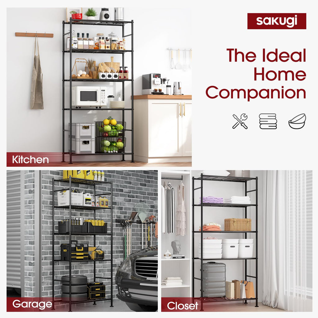 Sakugi 5-Tier Steel Garage Storage Shelves, 2-Pack
