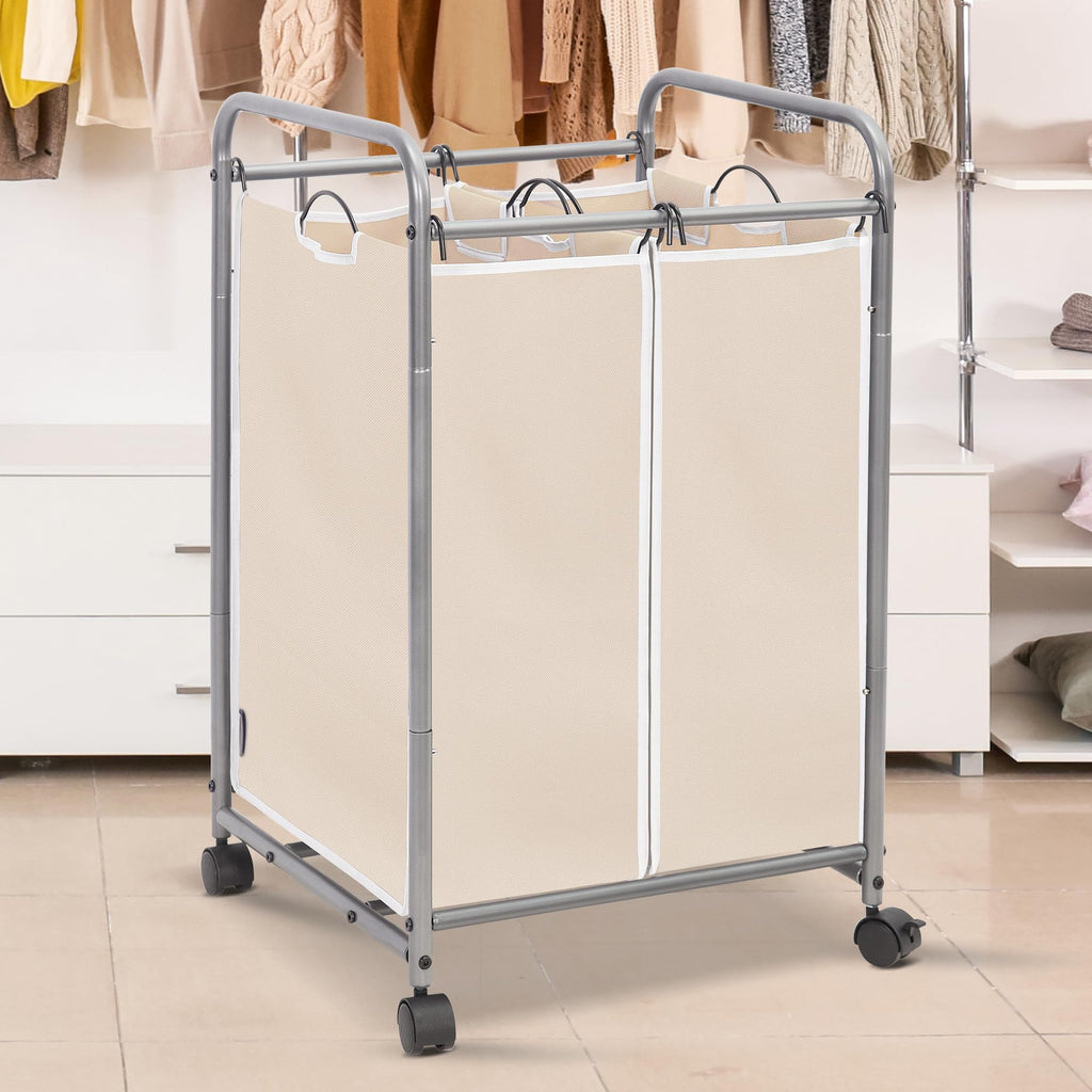STORAGE MANIAC Rolling Laundry Sorter Hamper with Wheels