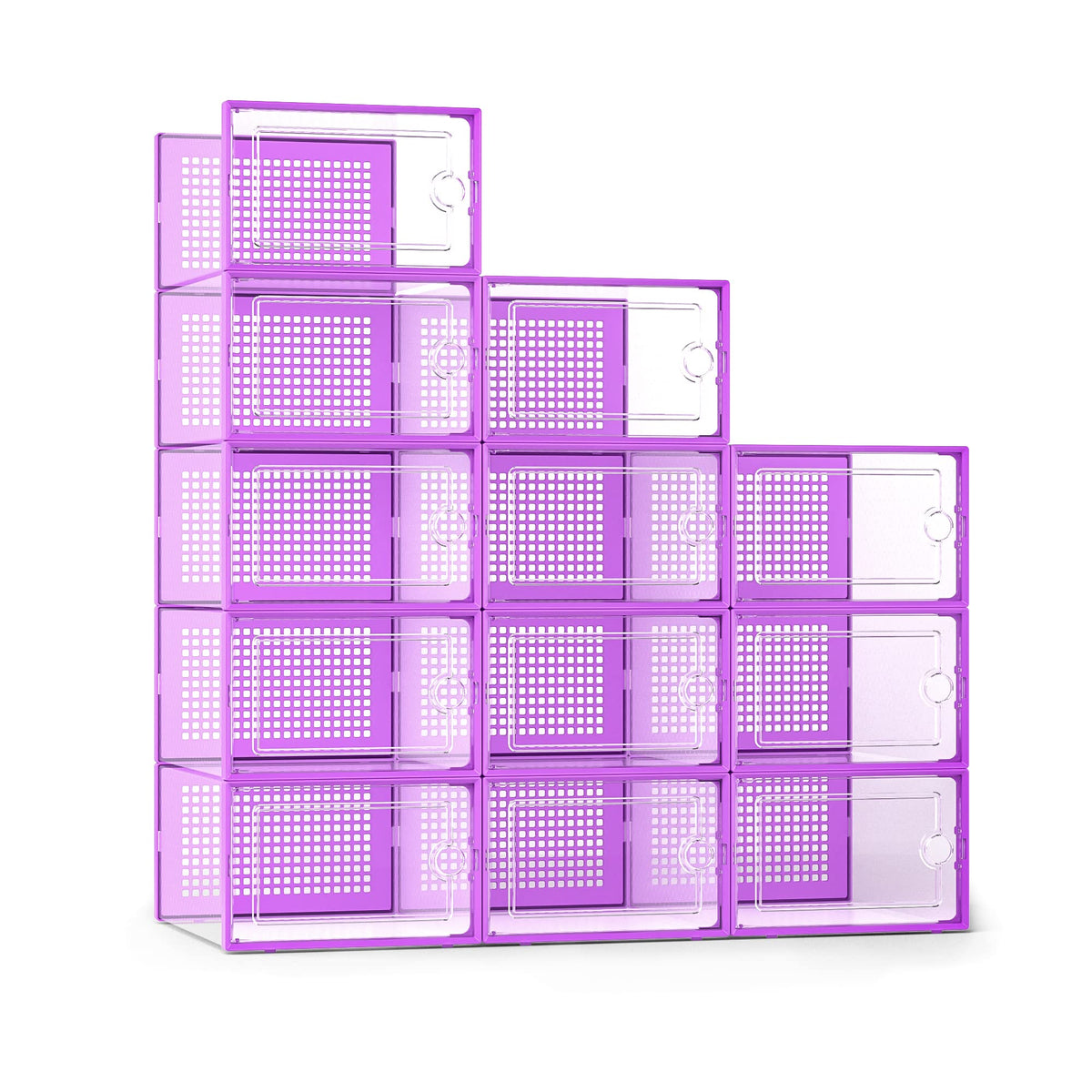 Kuject X-Large Shoe Storage Boxes, Clear Stackable Shoe Organizer,12 Pack