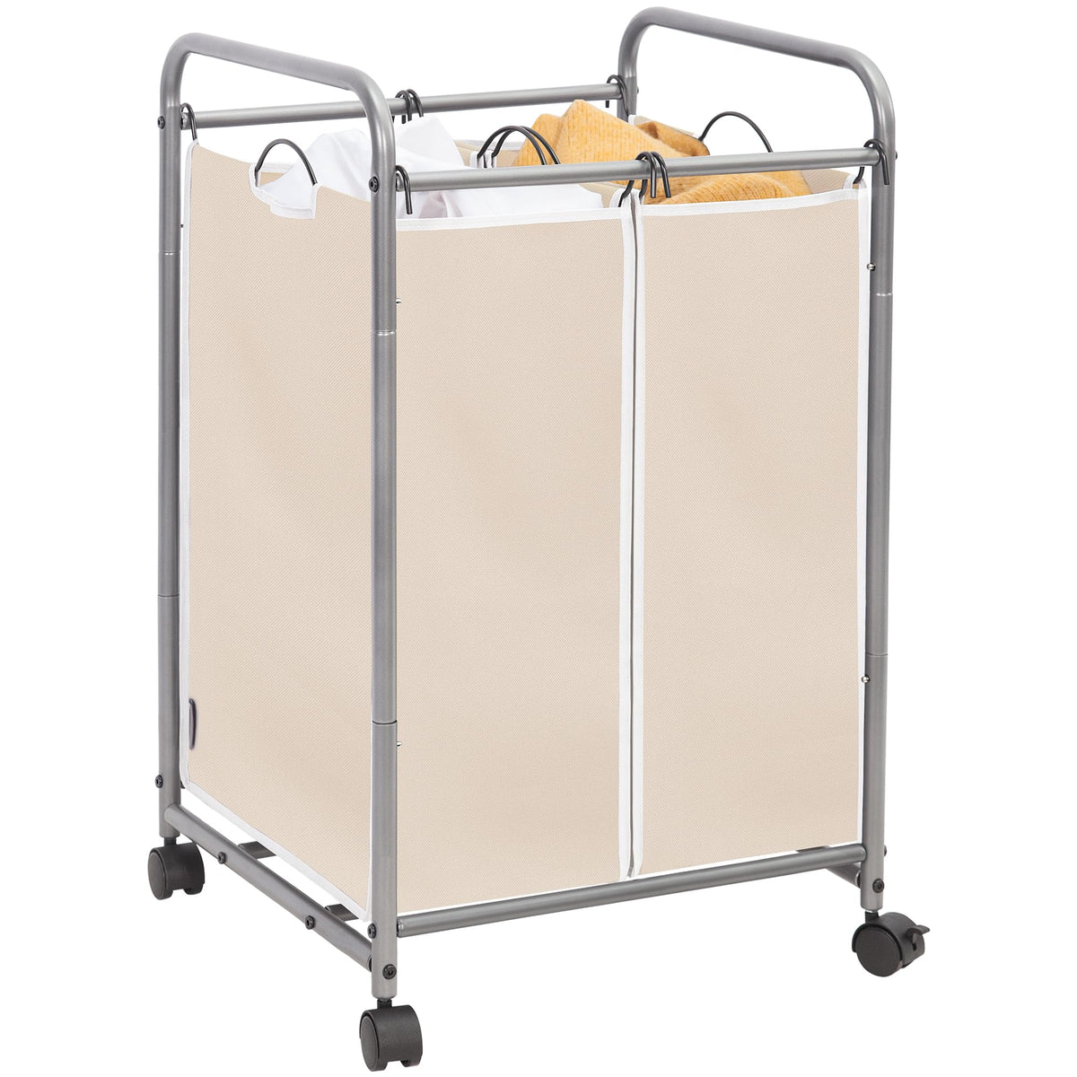 STORAGE MANIAC Rolling Laundry Sorter Hamper with Wheels