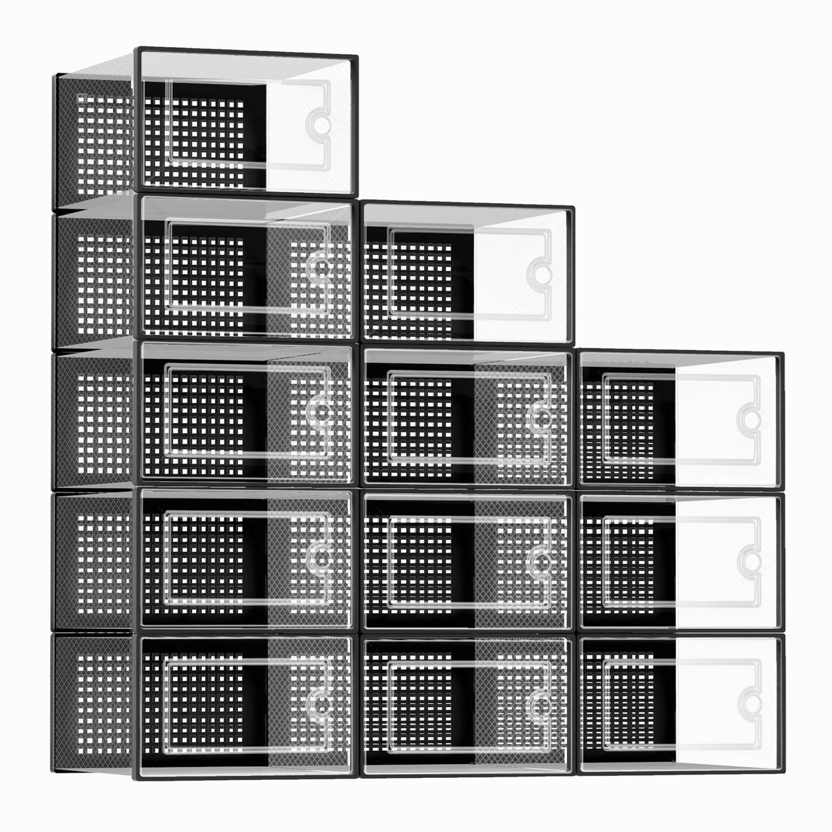 Kuject X-Large Shoe Storage Boxes, Clear Stackable Shoe Organizer,12 Pack