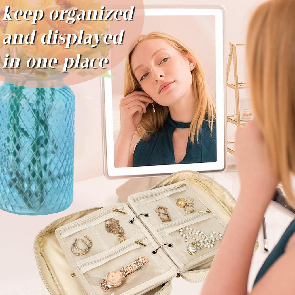 LingLingo Travel Jewelry Organizer Case with Zipper Pouches