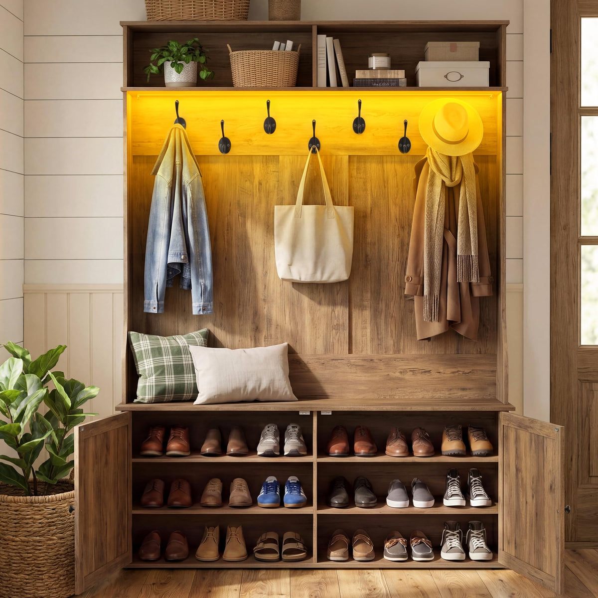 VASAGLE Hall Tree with Coat Rack & Shoe Storage
