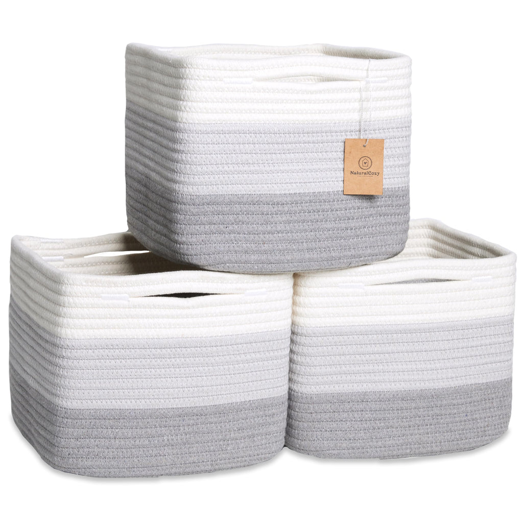 NaturalCozy 9-Inch Cube Storage Baskets, 3-Pack