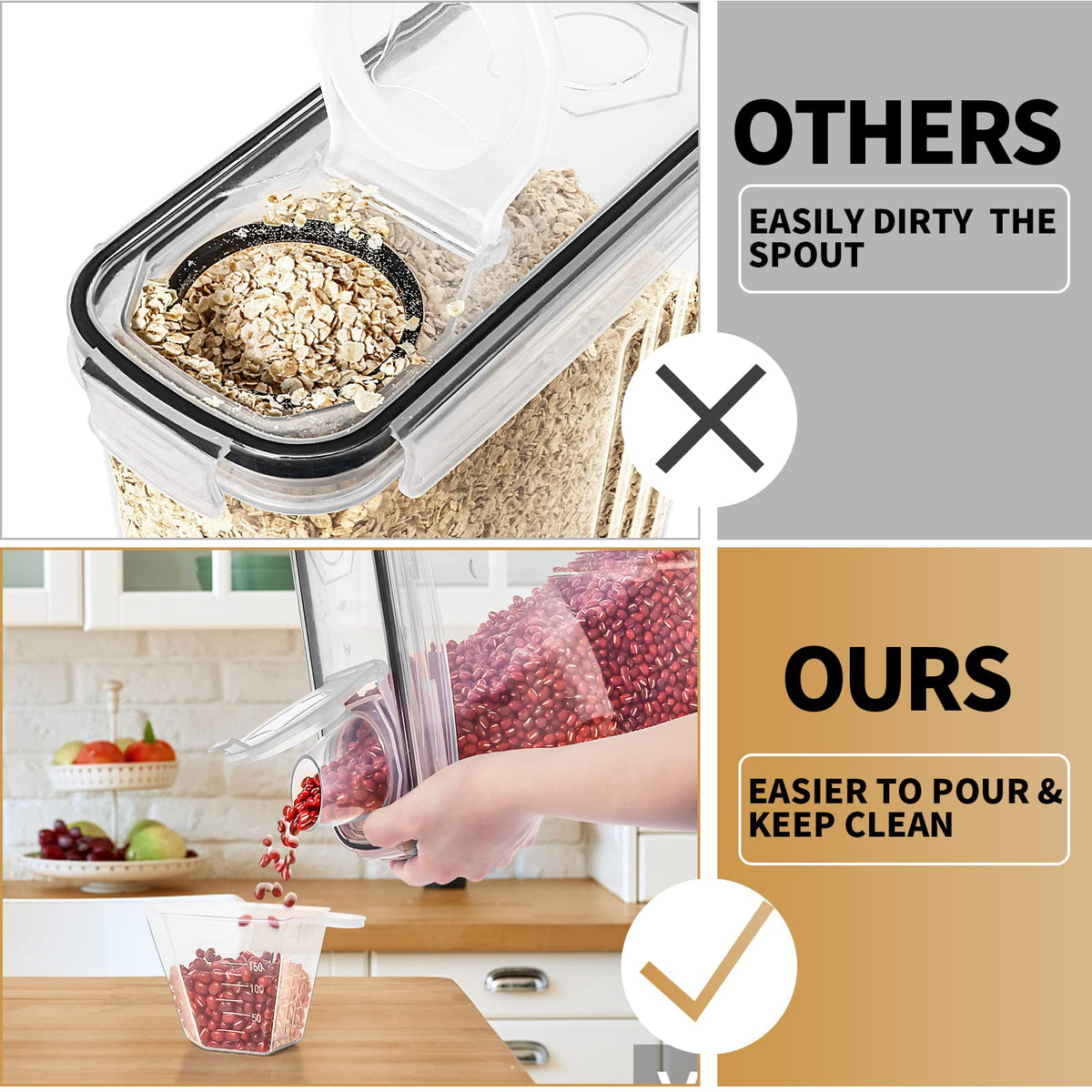 PRAKI Cereal Containers Storage Set (4L,135.2 Oz)