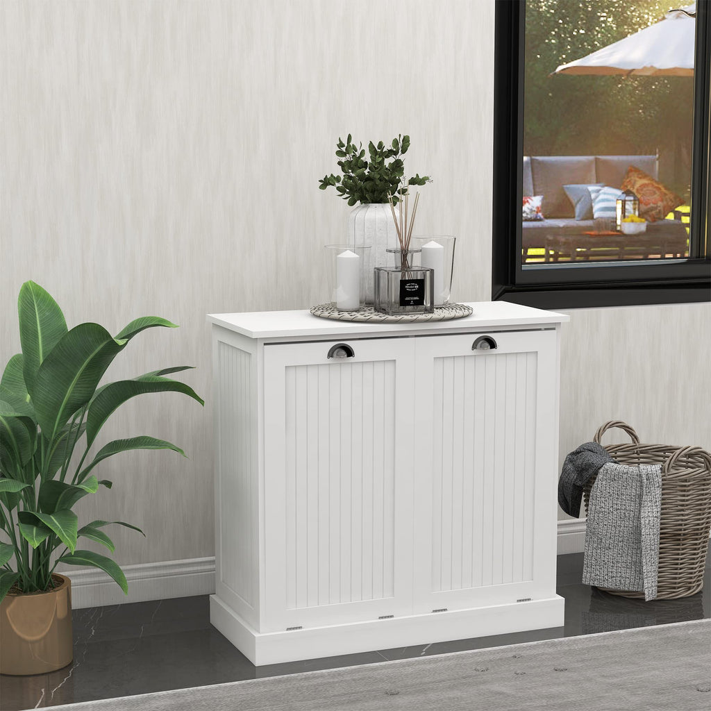 OQSC Double Tilt-Out Laundry Hamper Cabinet with Storage