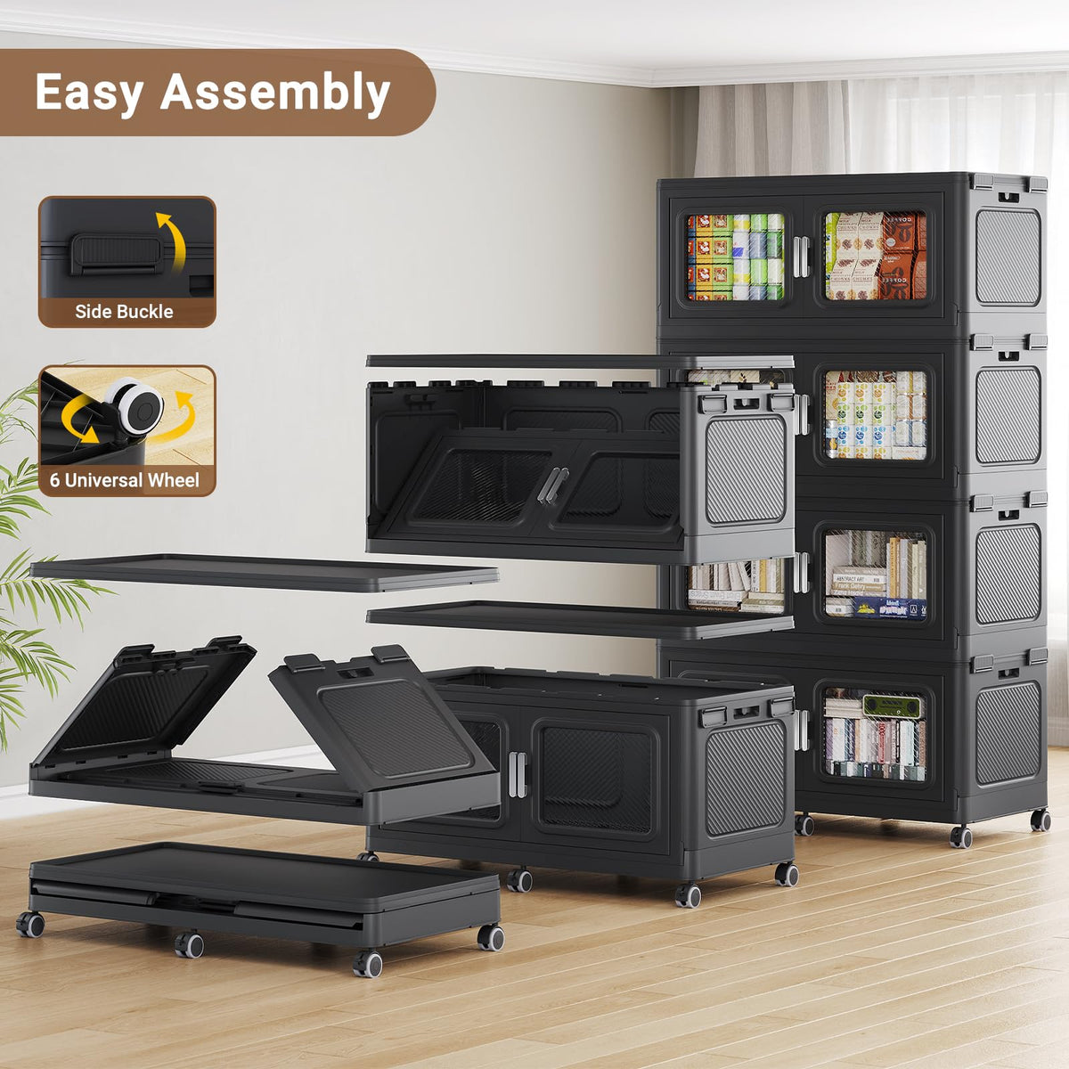 BROVIEW Extra Large Stackable Storage Bins with Lids