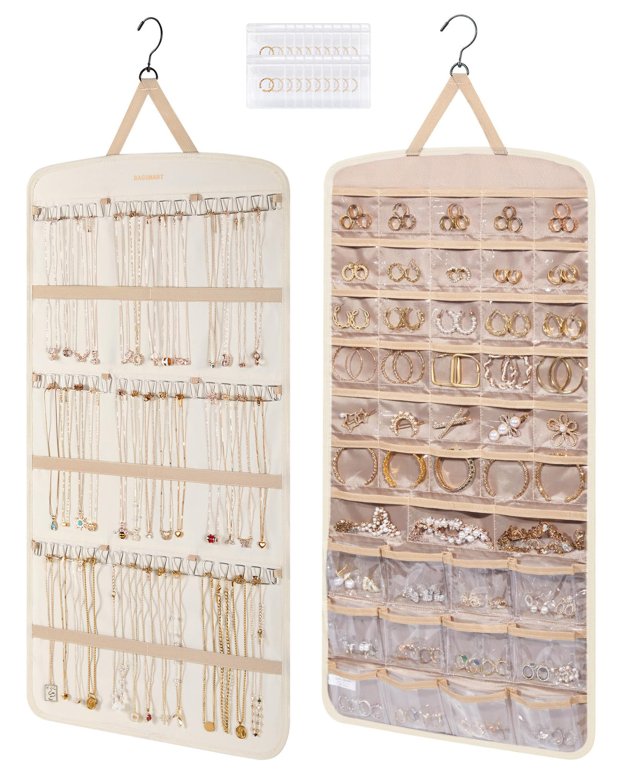 BAGSMART Closet Hanging Jewelry Organizer, Home Kitchen jewelry Storage Organization Closet Storage Accessory Organizers