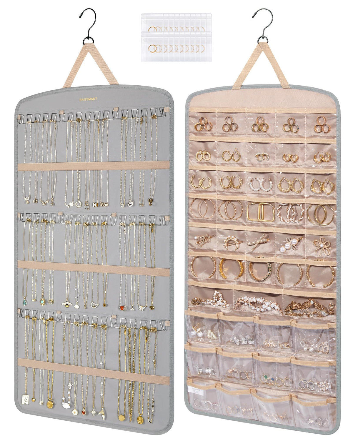 BAGSMART Closet Hanging Jewelry Organizer, Home Kitchen jewelry Storage Organization Closet Storage Accessory Organizers