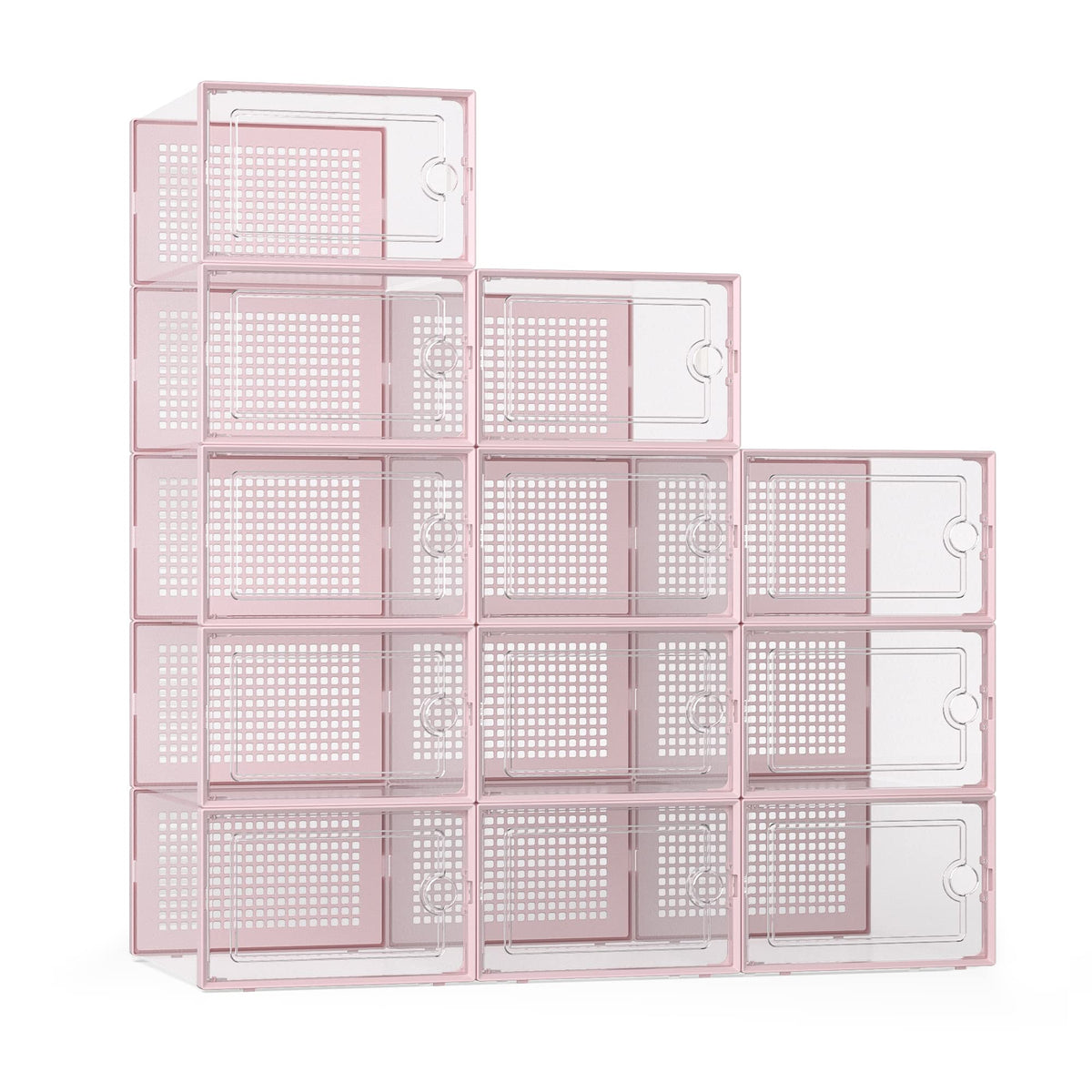 Kuject X-Large Shoe Storage Boxes, Clear Stackable Shoe Organizer,12 Pack