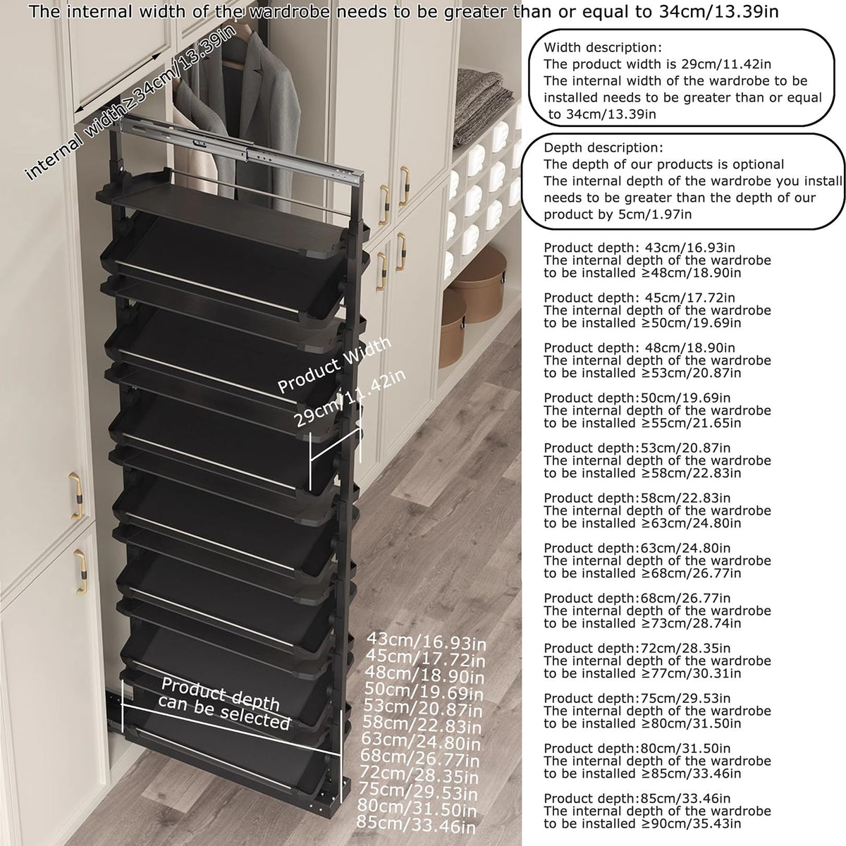 Adjustable Pull-Out Metal Shoe Rack for Small Closets