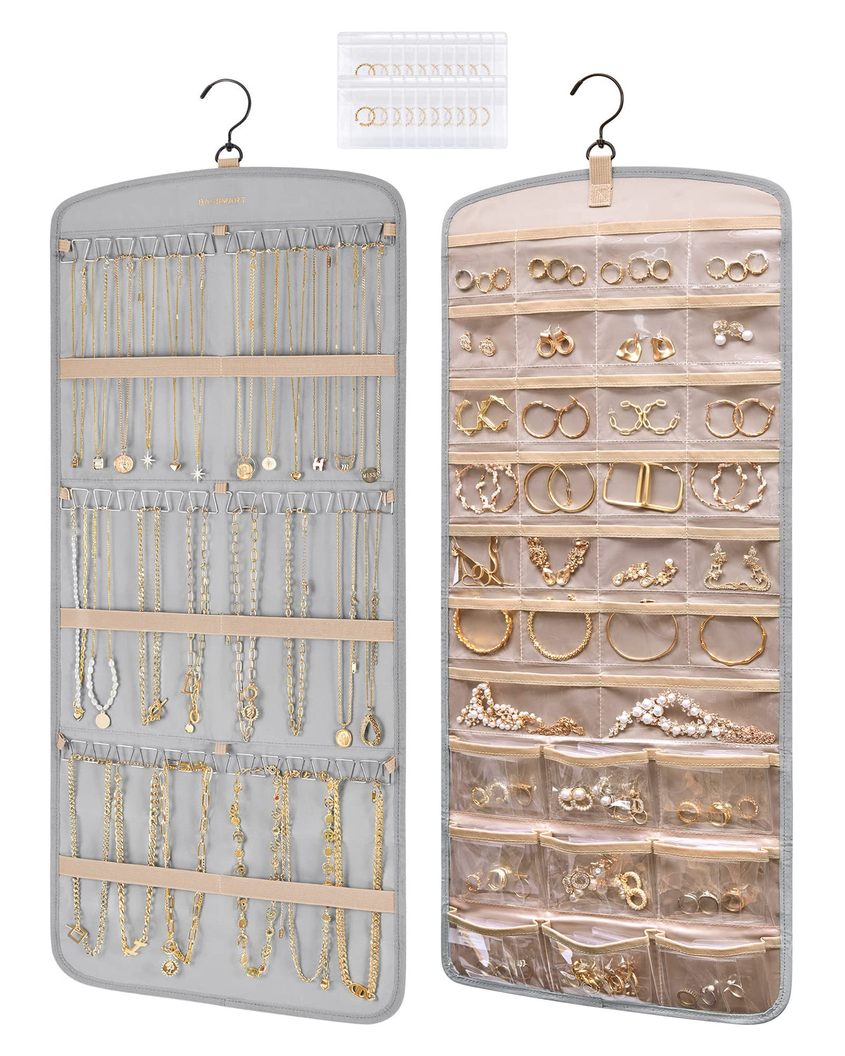 BAGSMART Closet Hanging Jewelry Organizer, Home Kitchen jewelry Storage Organization Closet Storage Accessory Organizers