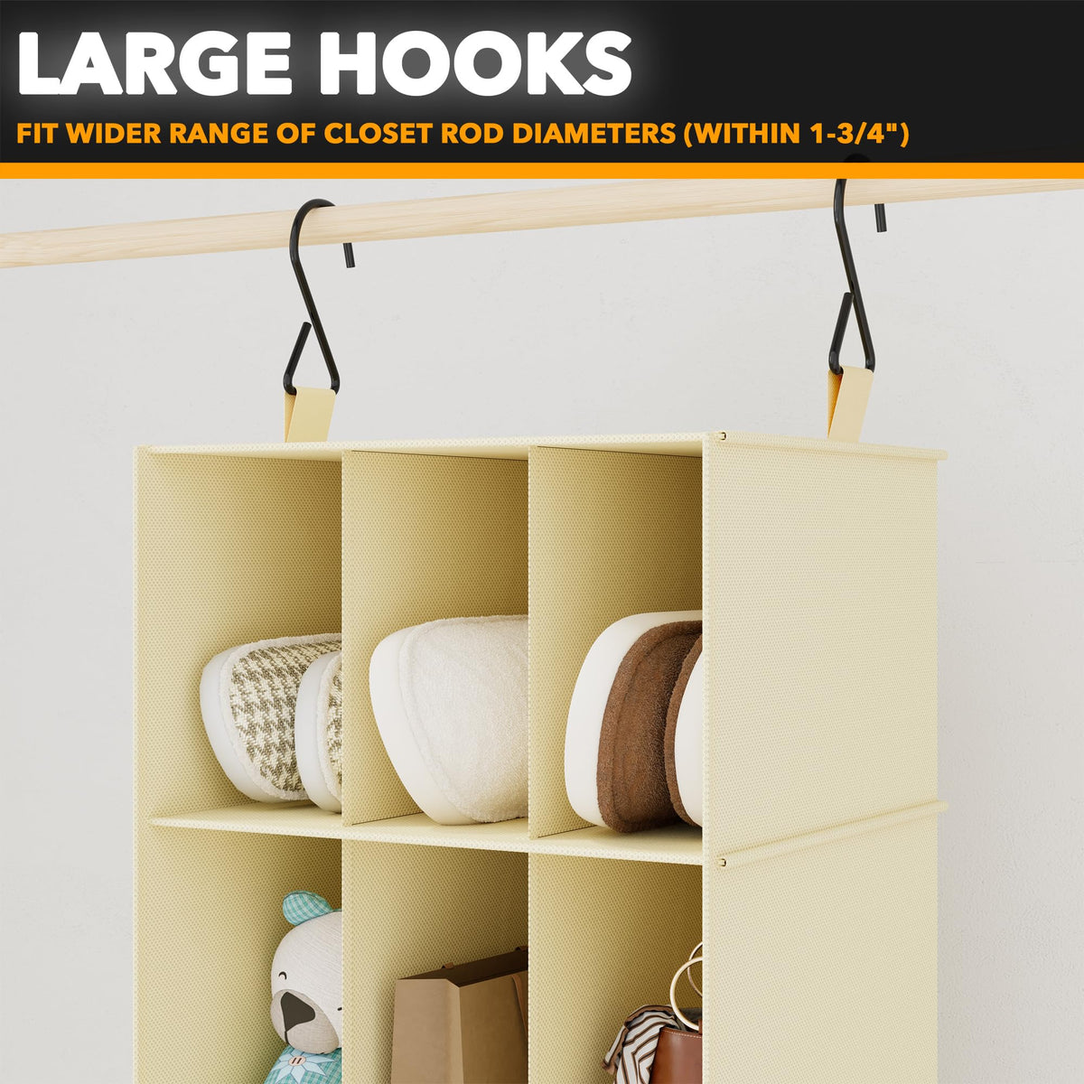 SpaceAid 2 Pack 6 Shelf Hanging Closet Organizers and Storage with Dividers, Hanging Shelves for Wardrobe