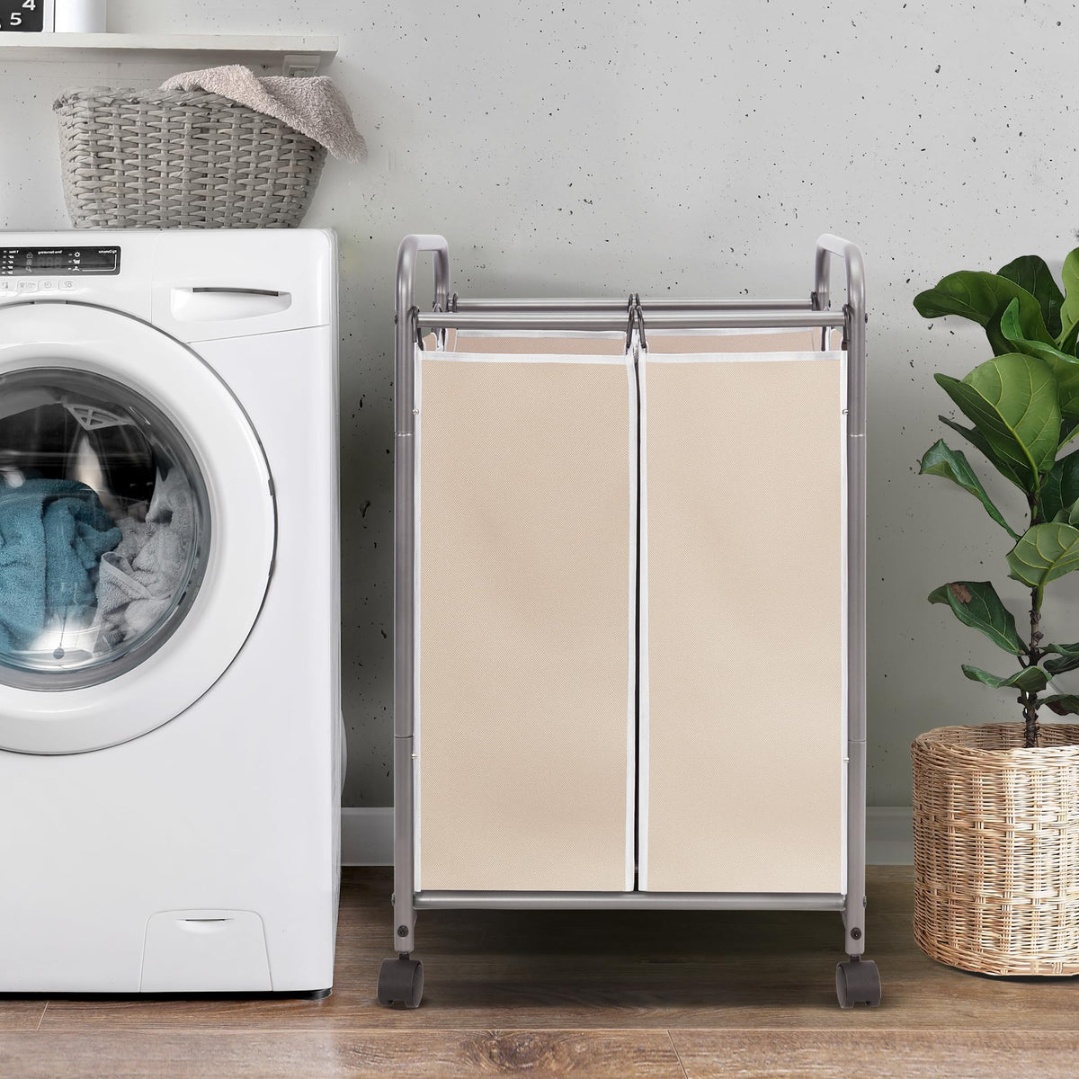 STORAGE MANIAC Rolling Laundry Sorter Hamper with Wheels