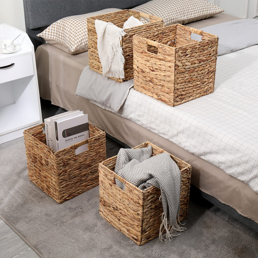 Water Hyacinth Foldable Storage Baskets, 4-Pack