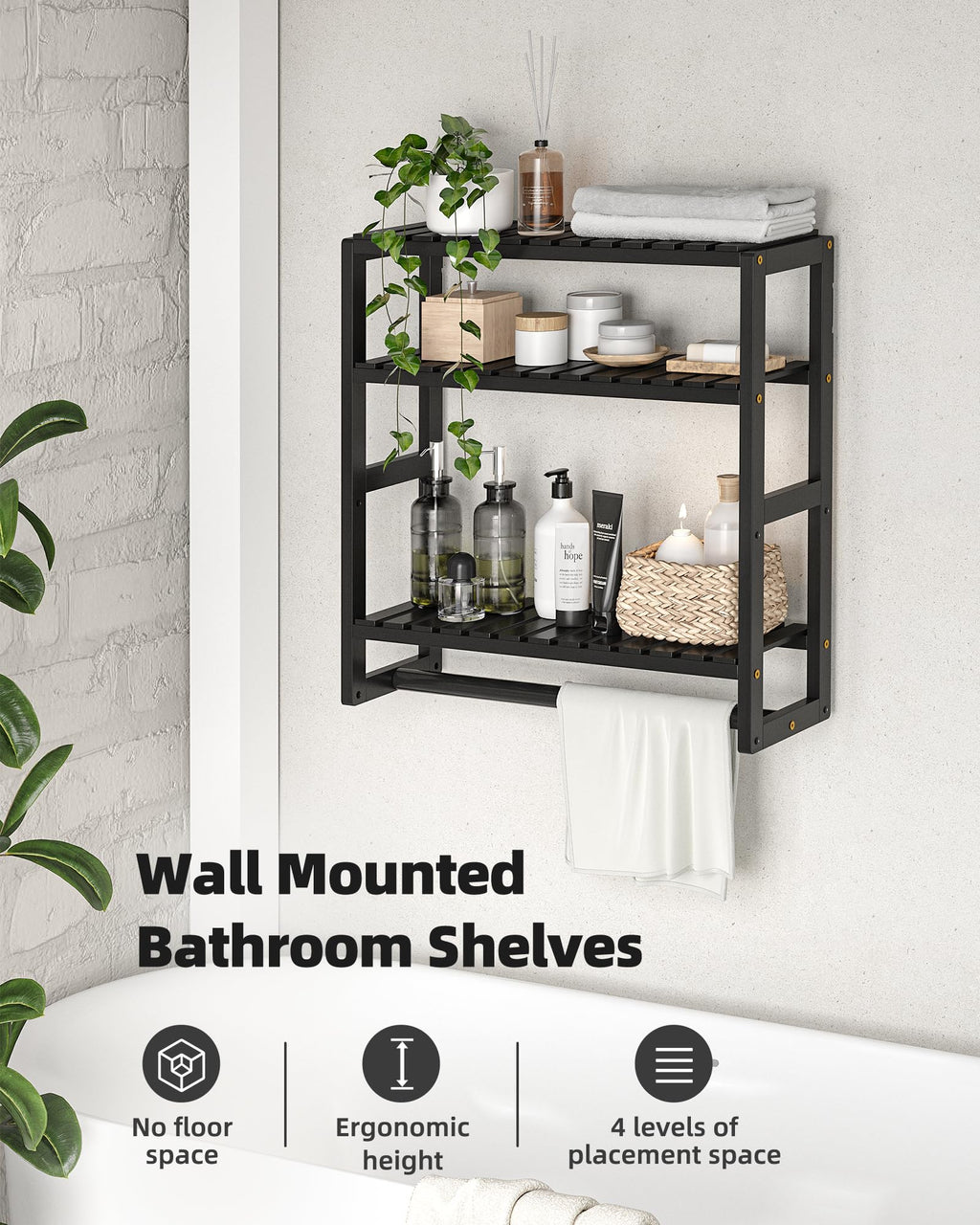 Galood 3-Tier Bamboo Over-Toilet Bathroom Storage Shelf