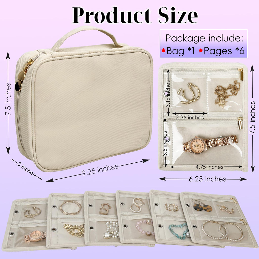 LingLingo Travel Jewelry Organizer Case with Zipper Pouches
