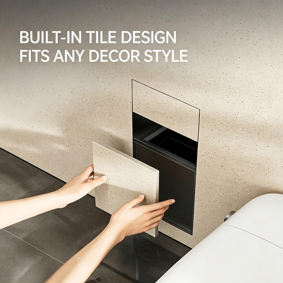 Wall-Mounted Bathroom Cabinet with Trash Can & Paper Holder