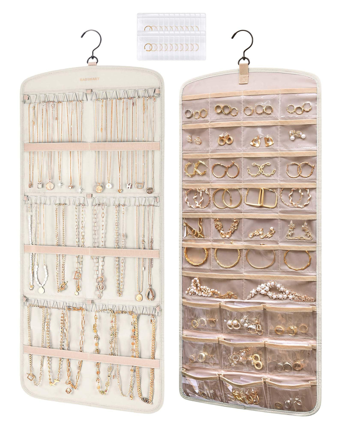 BAGSMART Closet Hanging Jewelry Organizer, Home Kitchen jewelry Storage Organization Closet Storage Accessory Organizers