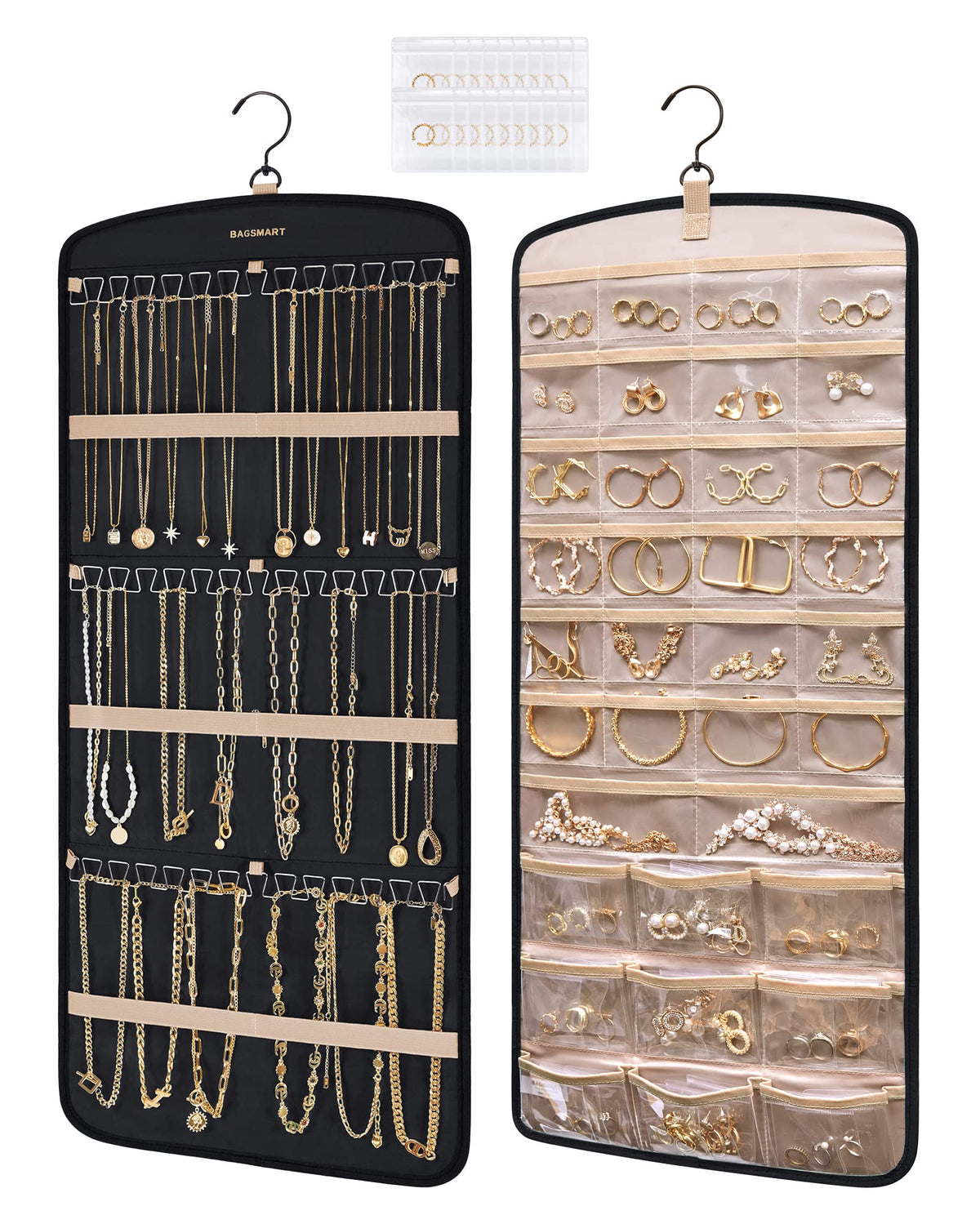 BAGSMART Closet Hanging Jewelry Organizer, Home Kitchen jewelry Storage Organization Closet Storage Accessory Organizers