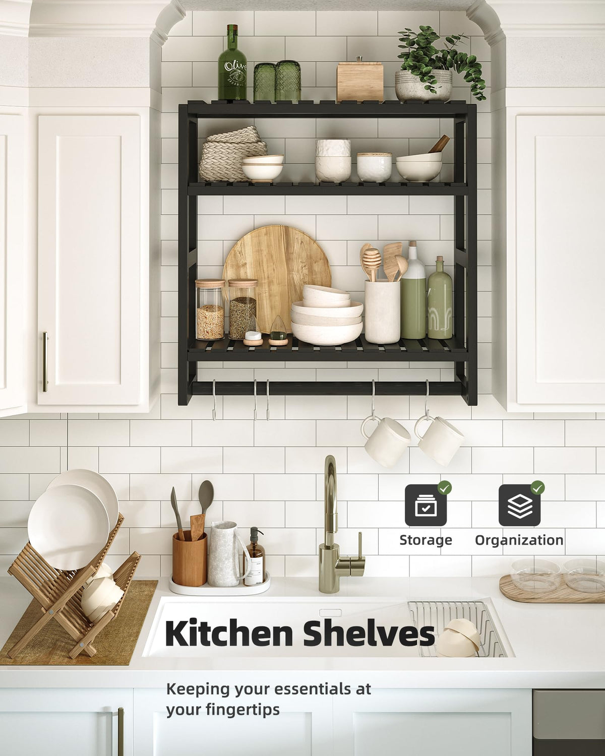 Galood 3-Tier Bamboo Over-Toilet Bathroom Storage Shelf