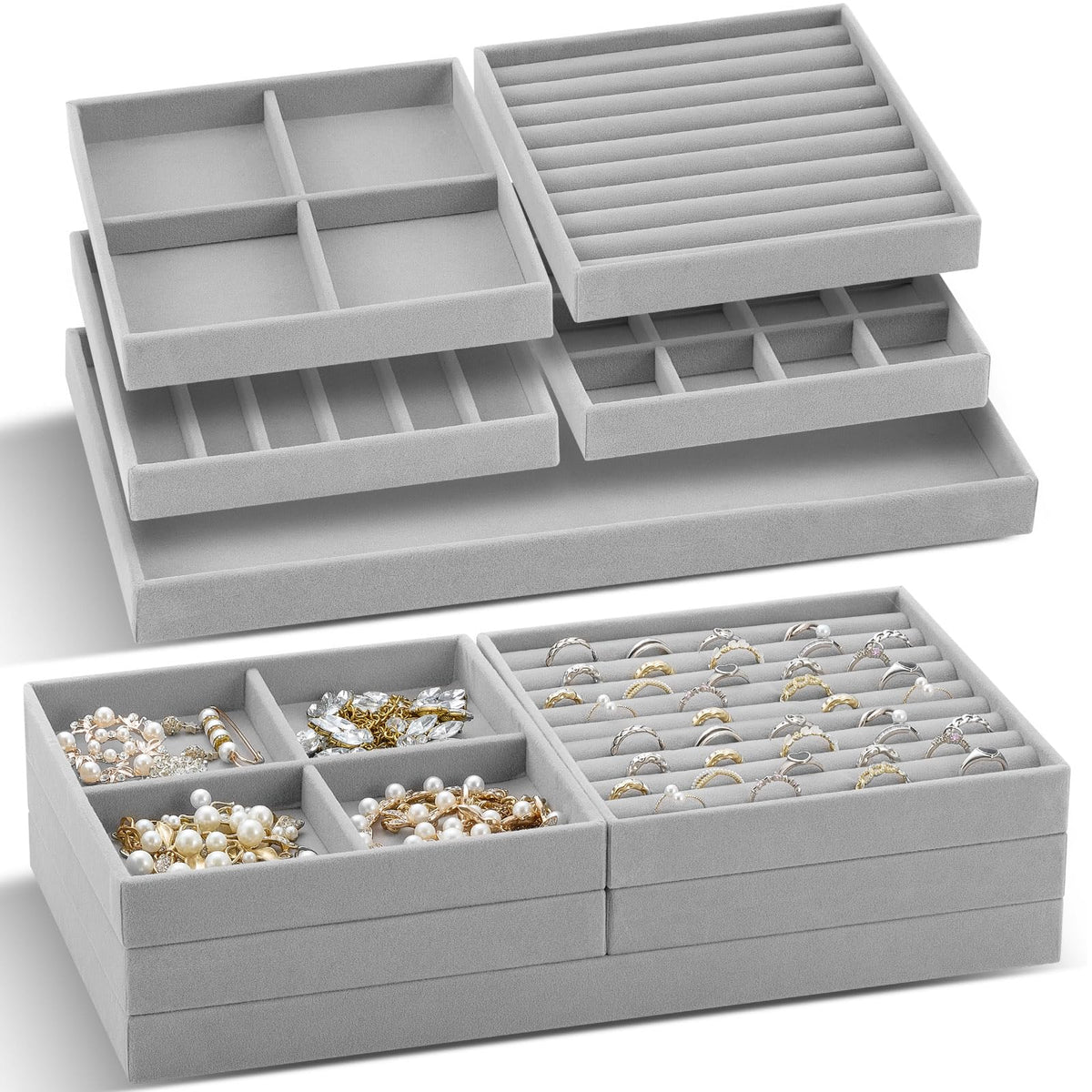 Cinnvoice Stackable Jewelry Organizer Tray for Drawer