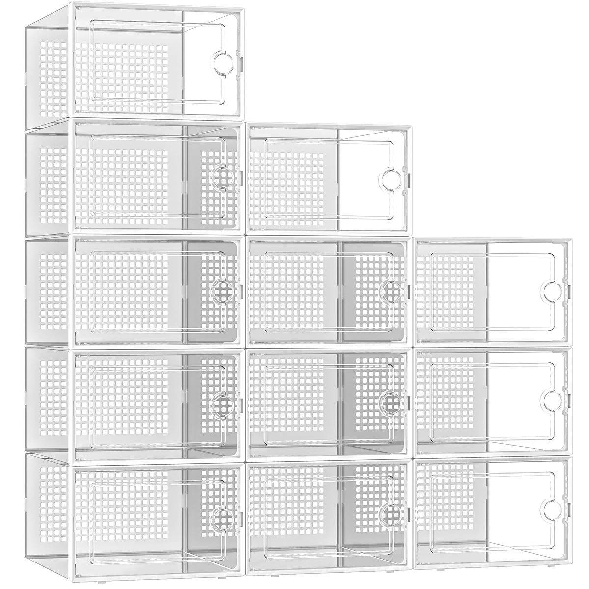Kuject X-Large Shoe Storage Boxes, Clear Stackable Shoe Organizer,12 Pack
