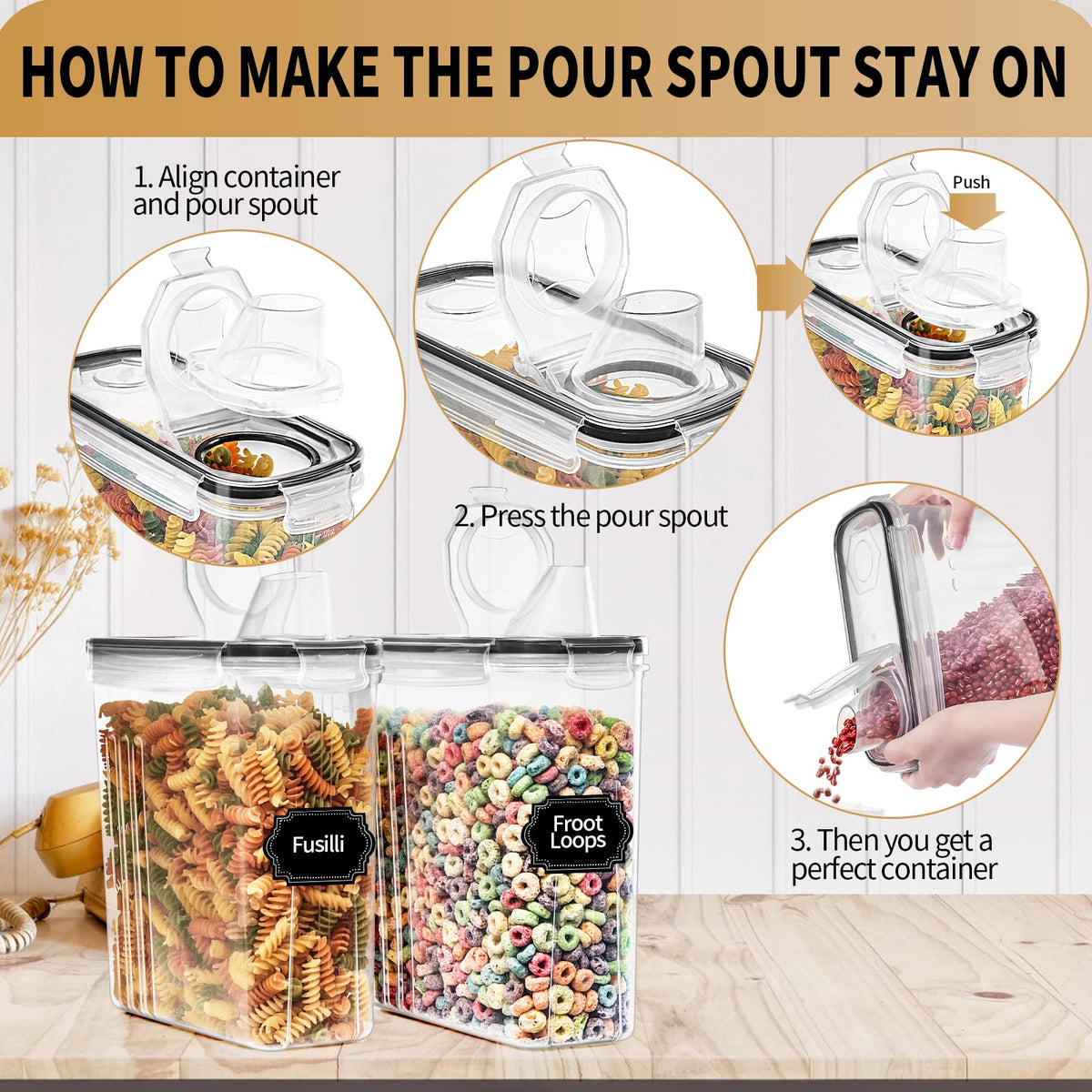 PRAKI Cereal Containers Storage Set (4L,135.2 Oz)