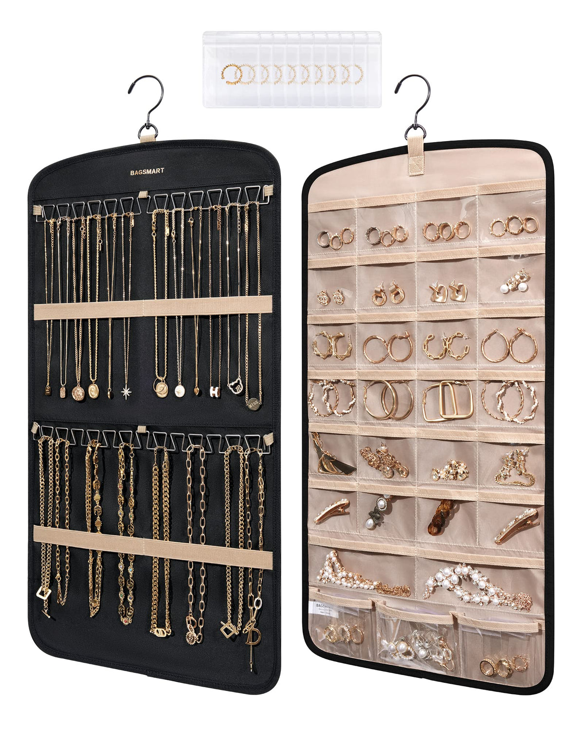 BAGSMART Closet Hanging Jewelry Organizer, Home Kitchen jewelry Storage Organization Closet Storage Accessory Organizers
