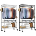 M MZG 3-Tier Rolling Garment Rack with Shelves, 2-Pack