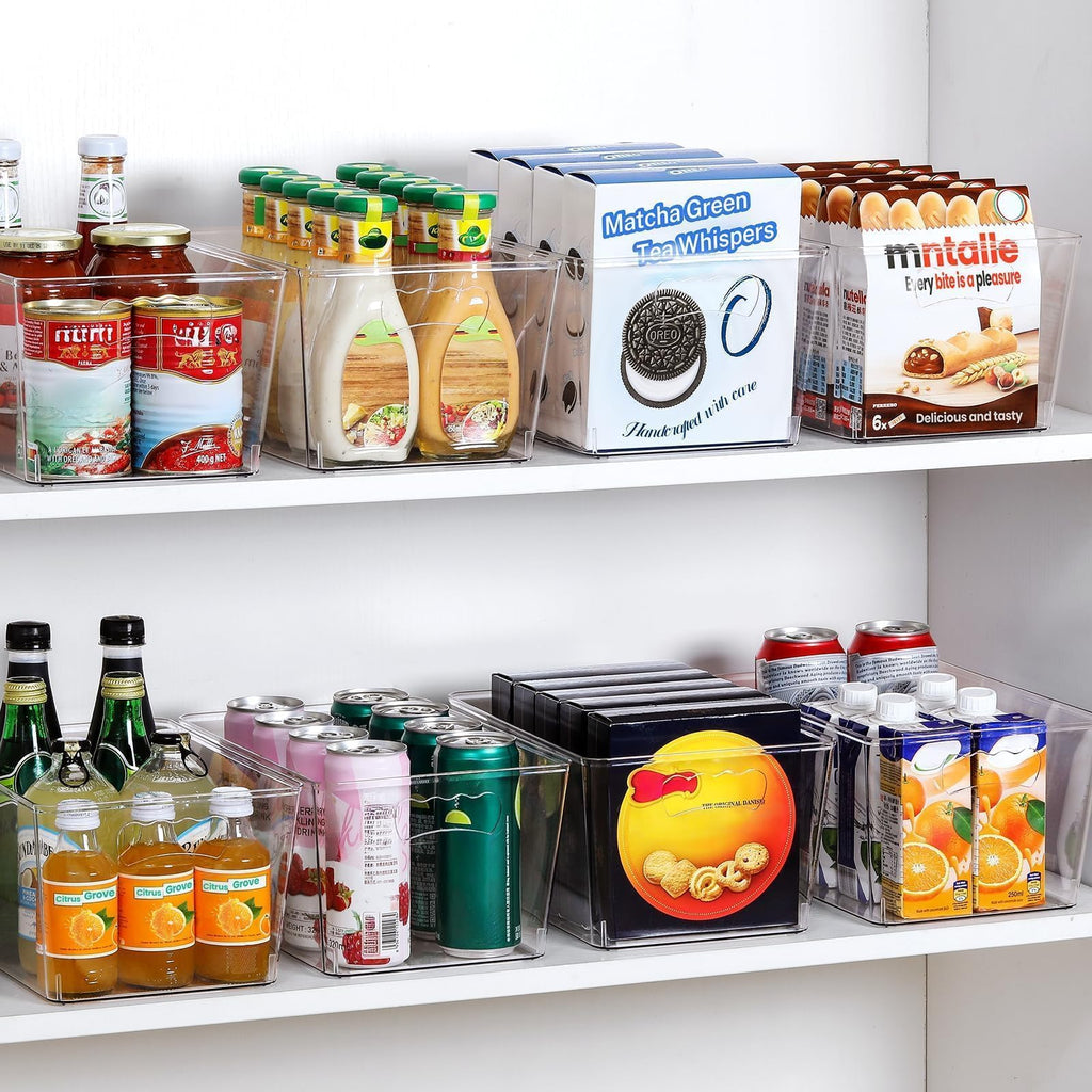 12-Pack Large Clear Pantry & Kitchen Storage Organizer Bins