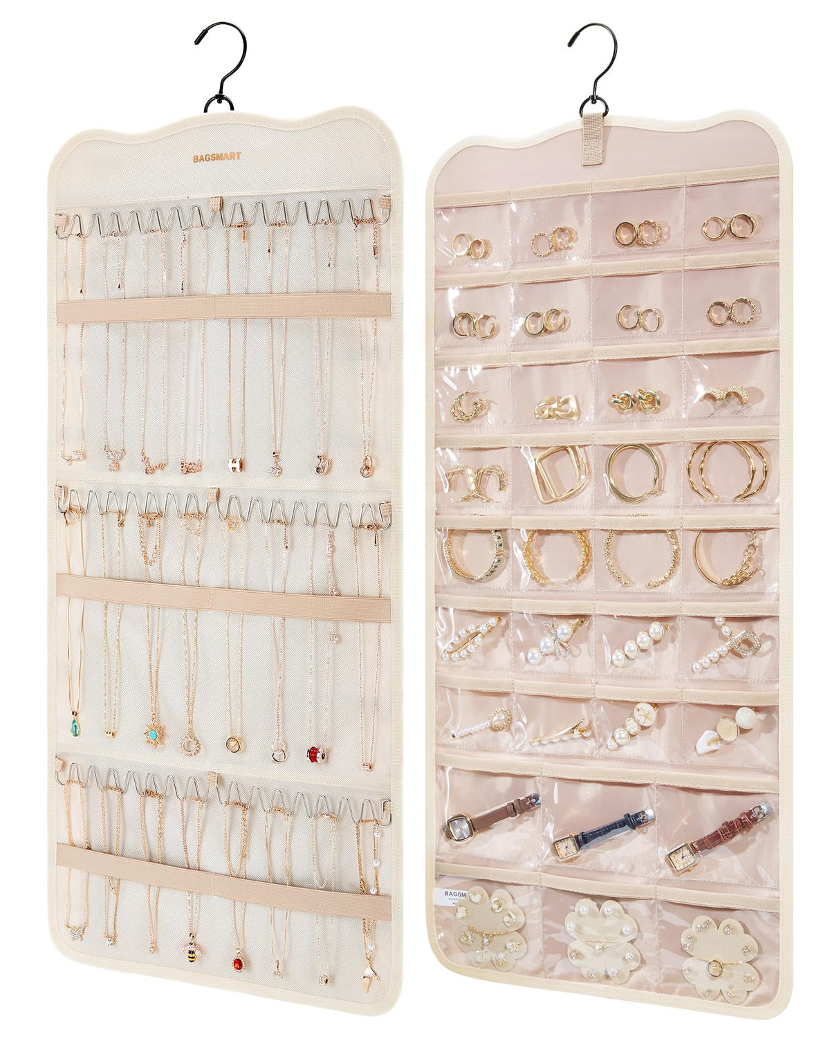 BAGSMART Closet Hanging Jewelry Organizer, Home Kitchen jewelry Storage Organization Closet Storage Accessory Organizers