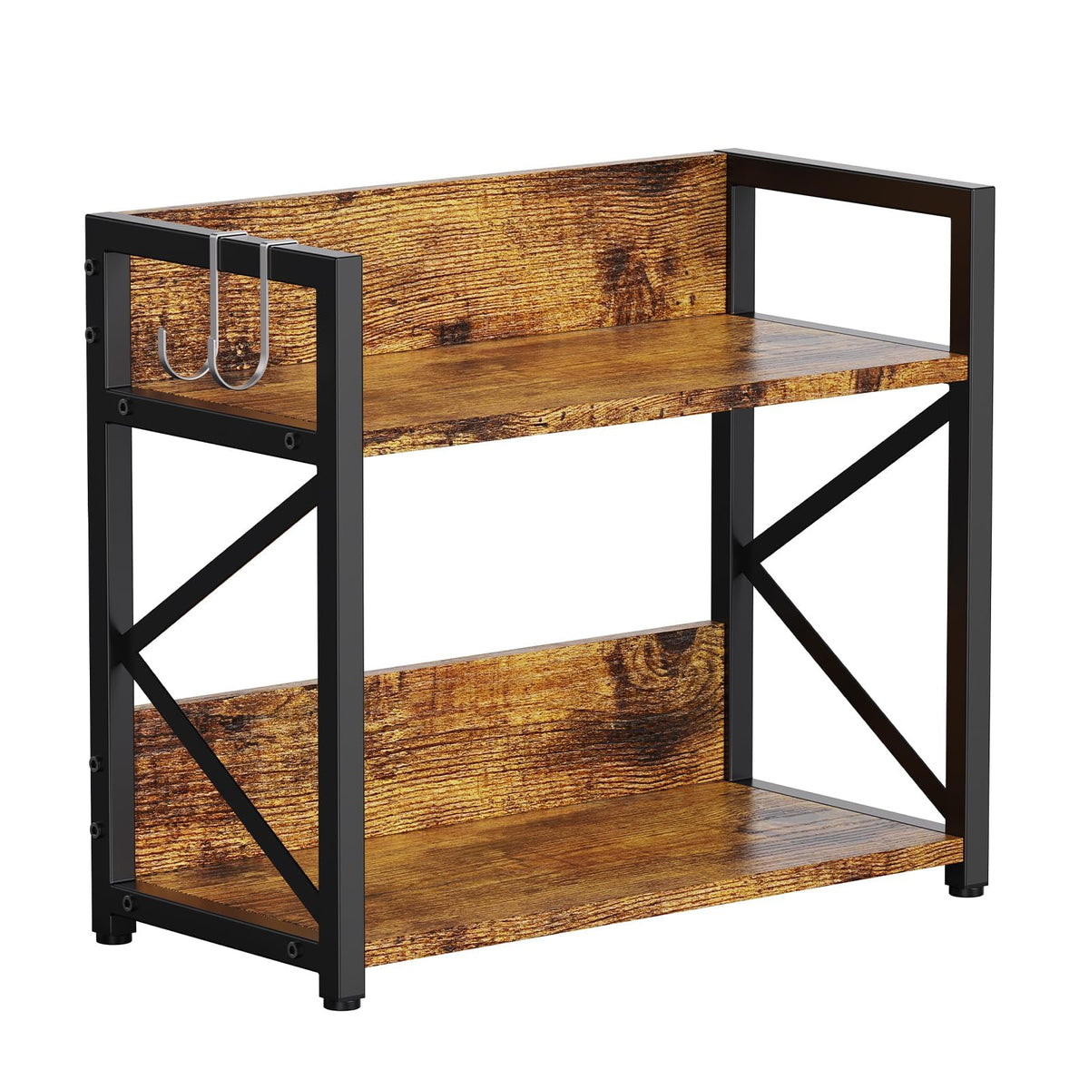 RUILALIFE Kitchen-Counter-Shelf-Organizer,2 Tier Coffee Bar Station Organizer for Countertop,Wooden Spice Rack Shelf, Space Saving Desk Shelving Riser Unit