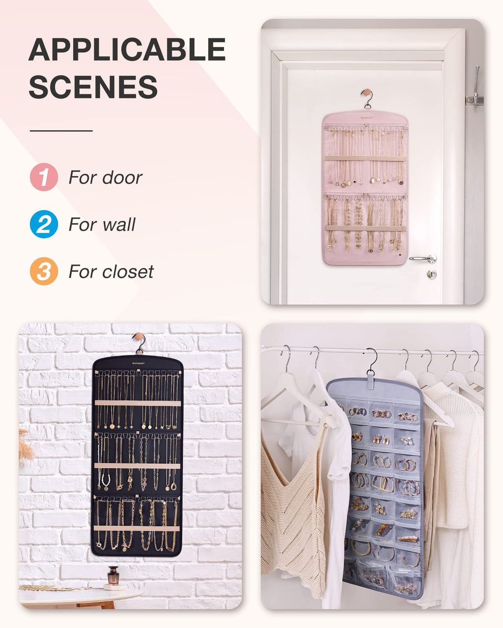 BAGSMART Hanging Jewelry Organizer for Closet Storage