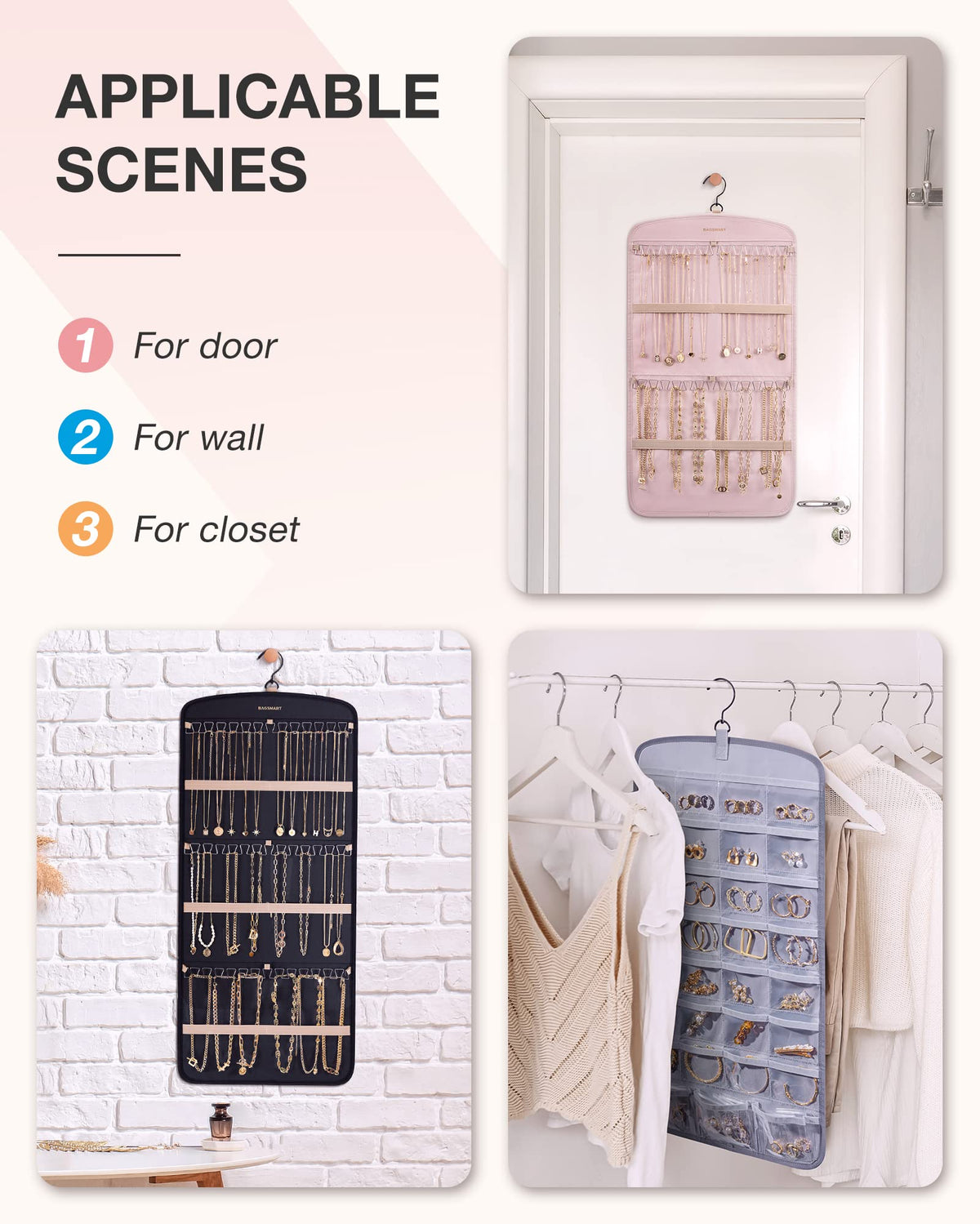 BAGSMART Hanging Jewelry Organizer for Closet Storage