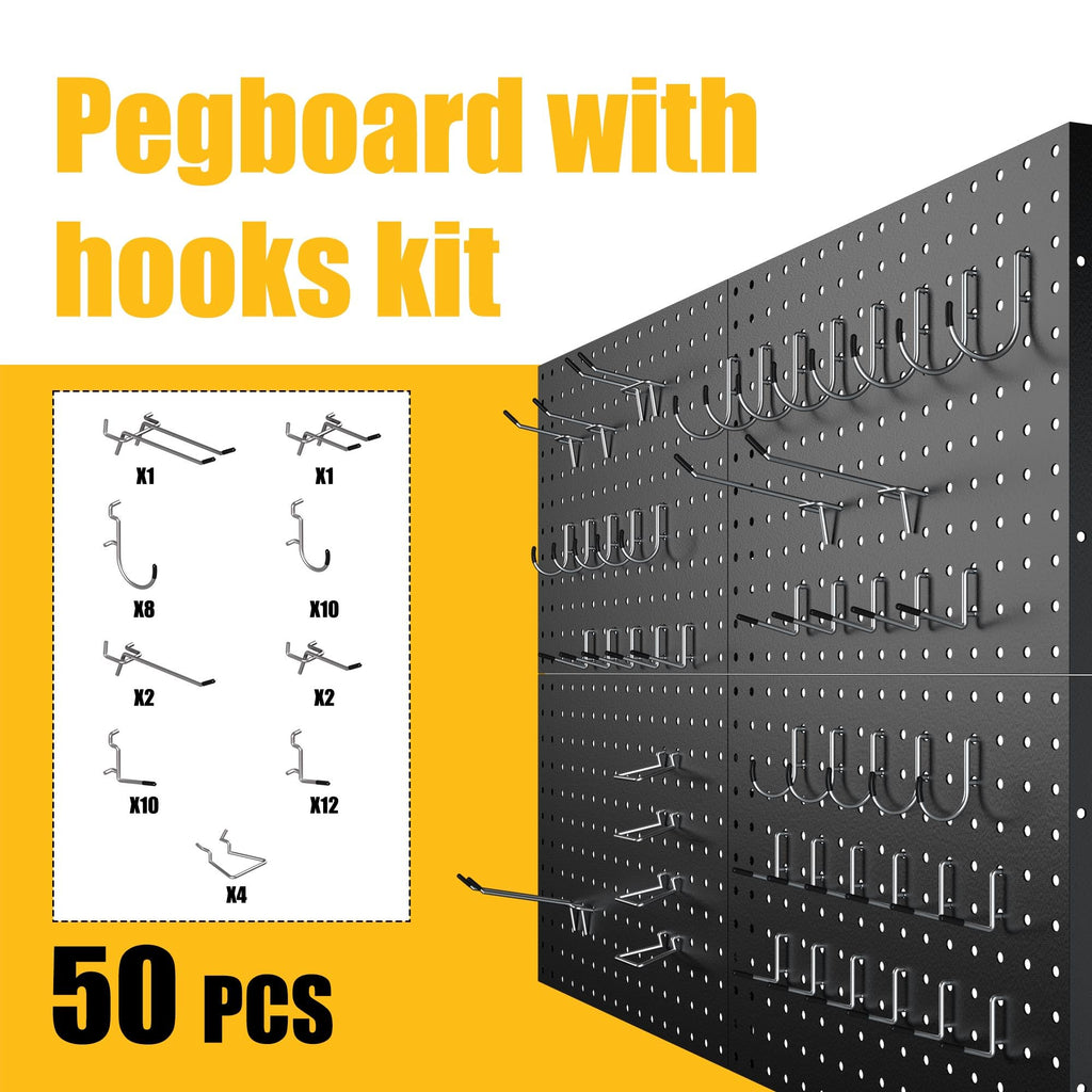 Spampur Metal Pegboard Wall Organizer with 50 Hooks