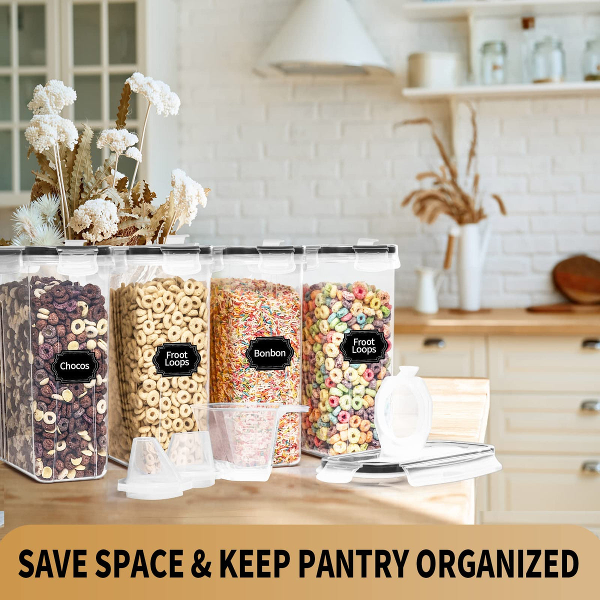 PRAKI Cereal Containers Storage Set (4L,135.2 Oz)