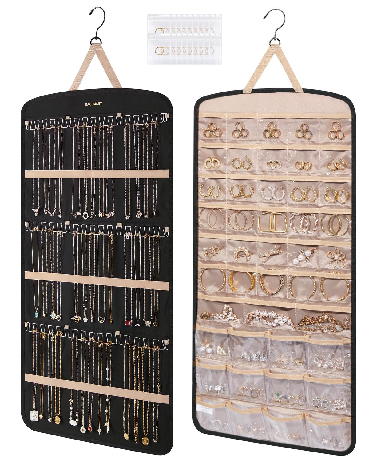 BAGSMART Closet Hanging Jewelry Organizer, Home Kitchen jewelry Storage Organization Closet Storage Accessory Organizers