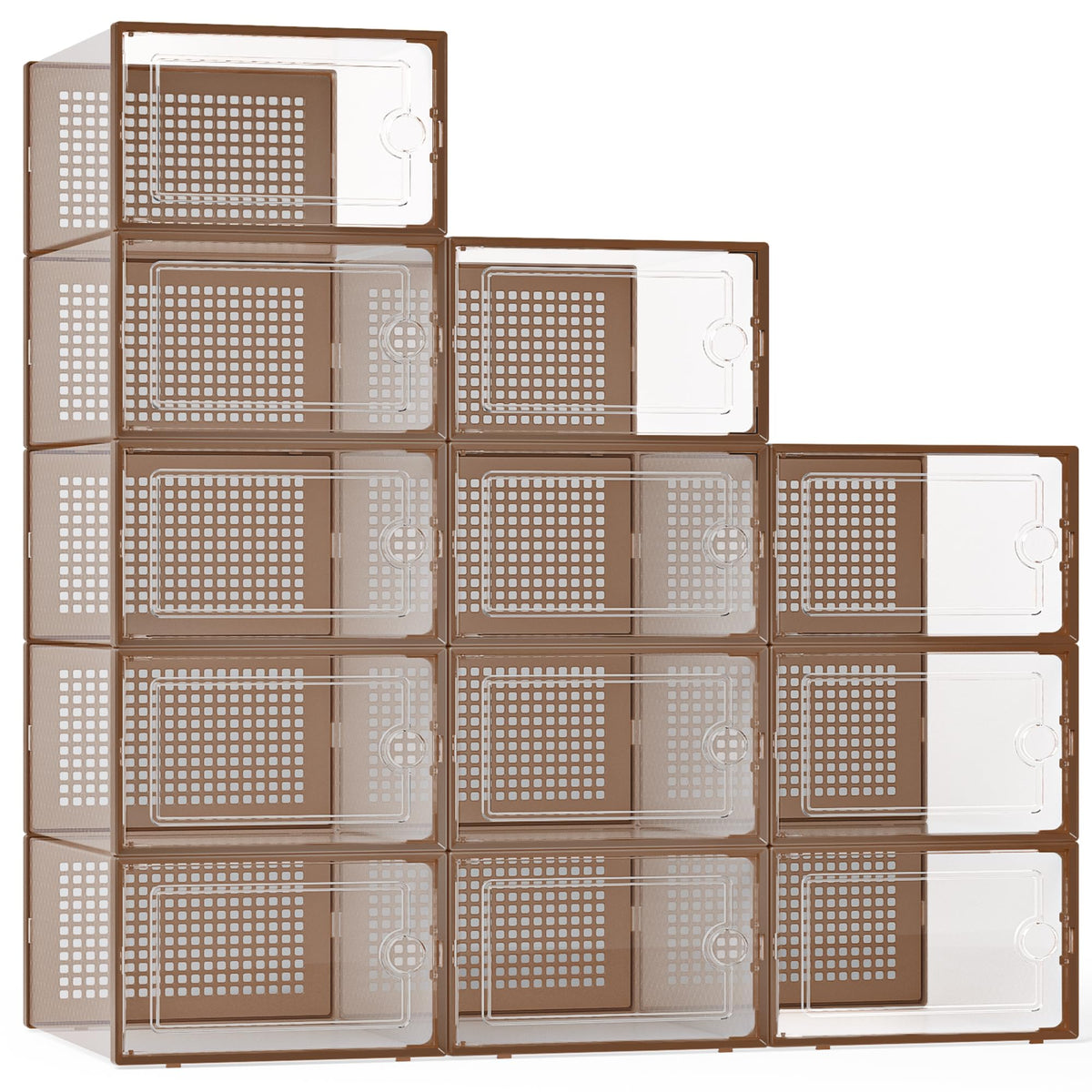Kuject X-Large Shoe Storage Boxes, Clear Stackable Shoe Organizer,12 Pack