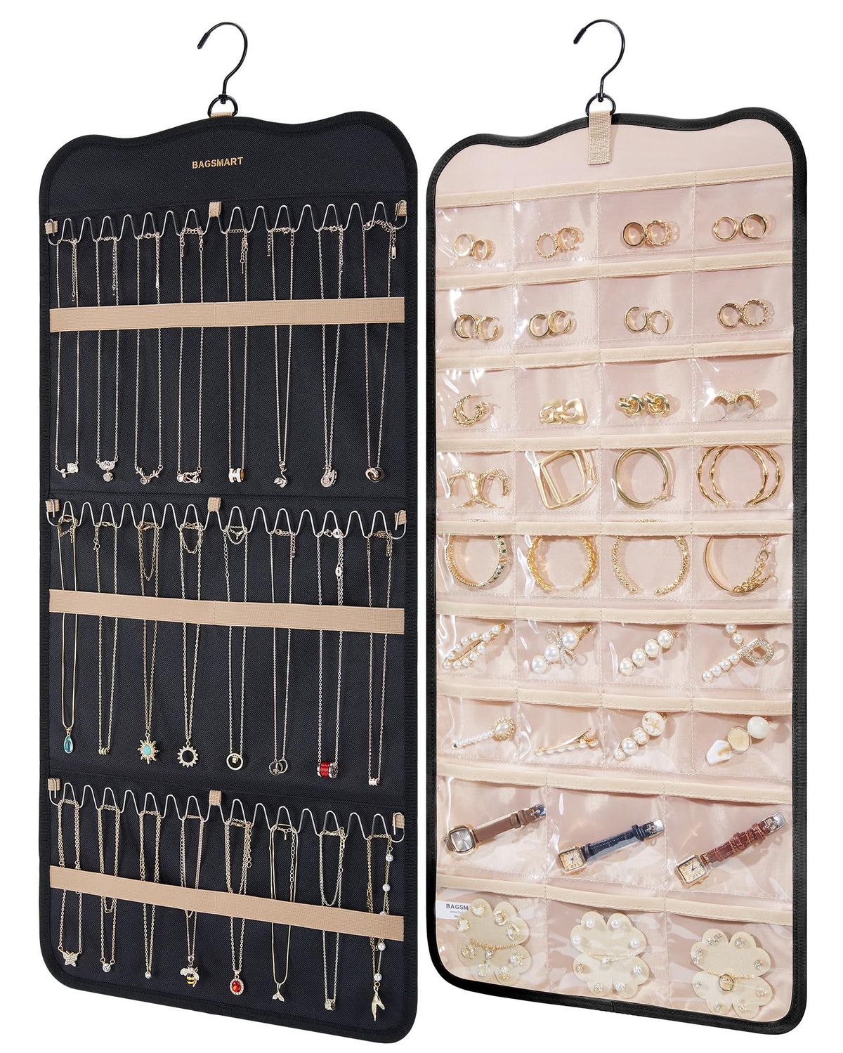 BAGSMART Closet Hanging Jewelry Organizer, Home Kitchen jewelry Storage Organization Closet Storage Accessory Organizers